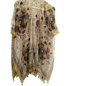 Woven Heart Women OS Kimono Sheer Cover Up Beach Resort Boho Whimsi Goth Fairy
